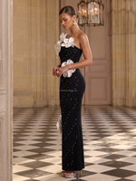 Robe de soirée élégante Ocstrade en gros, personnalisée, asymétrique, à bandage, sans bretelles, avec fleurs 3D et perles, dos ouvert, pour femme