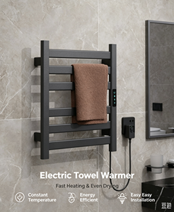 Calentador de Toallas Eléctrico de Temperatura Constante, <span class=keywords><strong>Toallero</strong></span> Calefactado de Aluminio <span class=keywords><strong>con</strong></span> <span class=keywords><strong>Termostato</strong></span> <span class=keywords><strong>Digital</strong></span>, Panel Táctil, Diseño que Ahorra Espacio - Product Image 2