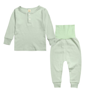 Conjuntos de Ropa para Bebé Unisex de Algodón Coreano de Color Sólido 2017, en Camisa y Pantalones - Product Image 4