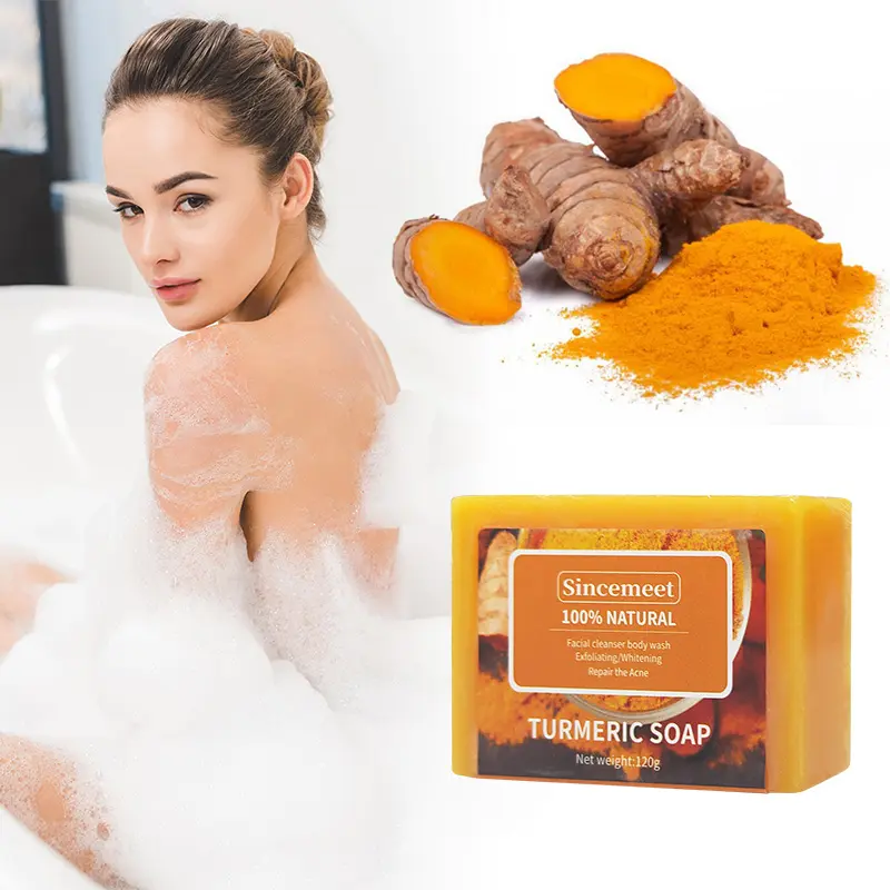 Private label 100% Organic natural herbal Anti Acne   Whitening Remove Pimples Dark Spots honey turmeric soap for Skin Care