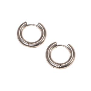 Boucles d'oreilles créoles unisexes en acier inoxydable plaqué or 14 carats, design simple et tendance pour femmes, vente en gros - Product Image 4