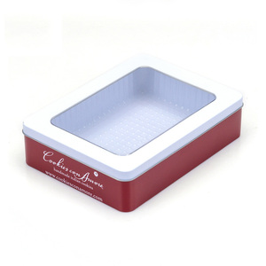 Hot custom printed sweet metal packing rectangle tin box with clear window