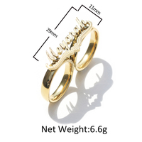 UWIN Bague initiale personnalisée en acier inoxydable avec plaque signalétique Bague à deux doigts Bague pour homme personnalisée Bijoux de mariage Cadeau