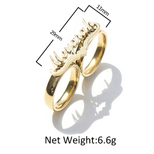 Nhẫn tên khắc chữ cá nhân bằng thép không gỉ UWIN, nhẫn hai ngón tay, nhẫn nam tùy chỉnh, quà tặng trang sức cưới - Product Image 3