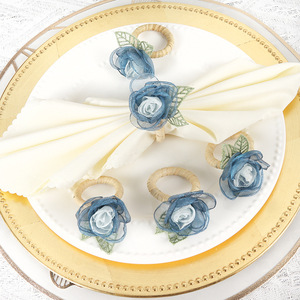 Saint Valentin Table Set <span class=keywords><strong>Serviette</strong></span> <span class=keywords><strong>Rond</strong></span> Bleu Rose Imitation <span class=keywords><strong>Tissu</strong></span> Tissé À La Main Western Boucle Hôtel Western Restaurant Décoration - Product Image 3