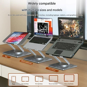 Support d'ordinateur portable réglable avec ventilateur de refroidissement, support pliable pour tablette, support de <span class=keywords><strong>bureau</strong></span> en aluminium pour MacBook, iPad, ordinateur portable - Product Image 2