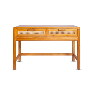 Mesa Wajik moderna de calidad superior, madera de teca duradera, tejido de ratán, acabado Natural para villas y uso en oficina - Product Image 1