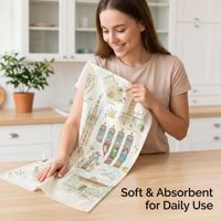 Essuie-tout en coton pur de qualité supérieure, imprimé réactif uni côté, ultra-absorbant, séchage rapide, design personnalisé pour cuisine, cadeau, maison