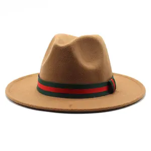 페도라 모자 도매 2021 새로운 디자이너 와이드 브림 울 페도라 모자 남성용
