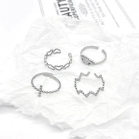 Anneaux ouverts originaux en acier inoxydable avec cœur doré pour femmes et filles, plaqué or et argent 18 carats, style Ins pour mariage