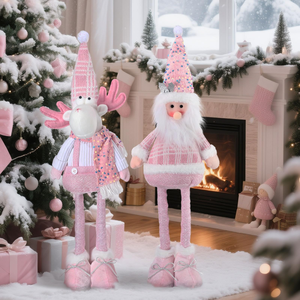 ตุ๊กตาคริสต์มาสสีชมพูขนาดใหญ่ ตุ๊กตาซานตาคลอส ตุ๊กตาหิมะ ตุ๊กตาเรนเดียร์ ของเล่นตกแต่งคริสต์มาสแบบยืดหดได้ - Product Image 2