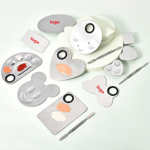 Palette de mélange pour maquillage Lanson, plateau de mélange en acier inoxydable avec spatule, outil d'artiste pour mélanger le fond de teint, nail-art - Product Image 1