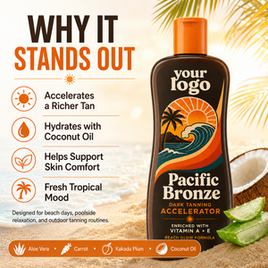 Private Label Accelerates Sun Kissed Bronze Hydrates Soothes Sunburn Include Aloe Vera Vitamin E Men Women Dark <b>Tanning</b> Lotion - Product Image 2