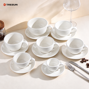 White Ceramic Coffee Cup and Saucer <b>Set</b> Porcelain Espresso Cappuccino Latte <b>Mug</b> Dishwasher Microwave Safe for restaurant - Product Image 6