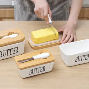 Dahua — grand bol à beurre en grès, vaisselle de cuisine, boîte à beurre rectangulaire en céramique avec couteau