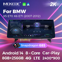 Lecteur multimédia MEKEDE snapdragon 685 4G LTE Résolution 8 + 256G 2K Android 14 Car-play Auto pour BMW X5 E70 X6 E71 2007-2012