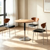 Petite table ronde en bois massif, table basse réglable, table d'appoint pour canapé de salon ou balcon, table à manger pour petit appartement