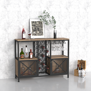 Modern <strong>Mini</strong> Home Kitchen Wine Rack Wooden Coffee Bar Cabinet Liquor Glasses Buffet Wine Bar Storage <strong>Sideboard</strong> for Dining Room - Product Image 2