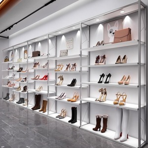 Présentoir mural en acier inoxydable pour sacs et chaussures, idéal pour les magasins de vêtements et de sacs - Product Image 1