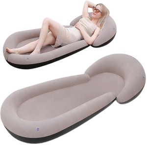 Colchoneta Inflable para Playa, Gris, Semi Rectangular, Portátil, para Acampar al Aire Libre, Impermeable, Resistente a la Arena, Plegable, con Inflado de Aire - Product Image 1