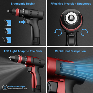 Perceuse et tournevis électriques sans balais professionnels, outil portatif avec batterie au lithium, outil électrique à vitesse variable - Product Image 3