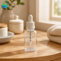 Flacon compte-gouttes cylindrique en plastique PET de 30 ml et 50 ml avec bouchon sécurité enfant, contenant cosmétique pour sérum facial, huile essentielle, liquide