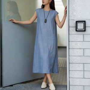Vestido Midi de Lino para Mujer 2026, <span class=keywords><strong>Ropa</strong></span> Casual <span class=keywords><strong>sin</strong></span> Mangas, Tejido Fresco y Transpirable - Product Image 4