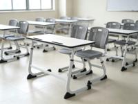 Bureau et chaise scolaires doubles en MDF HPL pour écoles, salles de classe, collèges, avec coins arrondis, personnalisables OEM