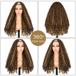 Bán Buôn 22 Inch Yaki Bouncy U V Phần Chất Lượng Cao Tổng Hợp Chịu Nhiệt Fibre Tóc Giả Xoăn Glueless Phụ Nữ Tóc Giả - Product Image 4