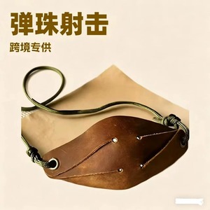 Étui en cuir véritable pour <span class=keywords><strong>lance</strong></span>-<span class=keywords><strong>pierre</strong></span> de style ancien, pour sports de plein air, chasse, durable, léger et portable - Product Image 3