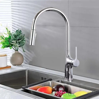 Robinet de cuisine moderne gris anthracite à poignée unique, rotatif à 360 degrés, réglable chaud/froid, avec douchette extractible
