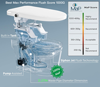 WC intelligent avec bidet intégré, allongé, 1000g, MaP, ouverture/fermeture automatique, chasse d'eau automatique, auto-nettoyant, siège chauffant, à poser au sol, vente en gros