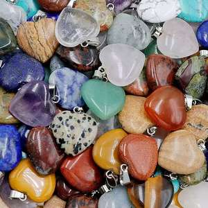 Liontin hati Kristal Quartz mawar <span class=keywords><strong>Obsidian</strong></span> alami 20mm perhiasan Reiki dengan batu permata kerajinan kristal lainnya - Product Image 3