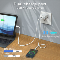 Chargeur de voyage Schitec 20W double USB Type a & C chargeur adaptatif rapide pour appareil d'alimentation écouteur de bureau charge prêt à être expédié