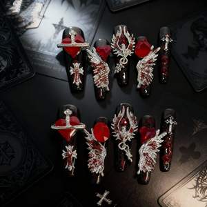 Parches de Uñas de Resina de Lujo para Reinas de Discotecas, Uñas Postizas Removibles en Forma de Almendra, Largas - Product Image 2