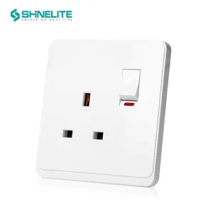 SHINELITE factory price new design super big plate 90 size durable switch socket 13A electrical wall switch and socket