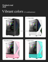 Casing komputer kaca tempered transparan samping, casing host game Internet cafe e-sports bentuk berlian Desktop kaca tempered transparan