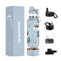 Bouteille d'eau en acier inoxydable pour enfants 14oz avec Snack pilule conteneur compartiment boisson & Snack tasse avec différents couvercles ensembles de boîtes cadeaux