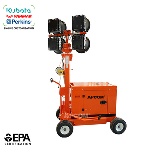 Tour d'éclairage mobile télescopique solaire 9m 1000W à LED avec générateur diesel 10kW pour la construction et l'entretien routier - Product Image 1