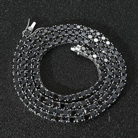BESXL0173 Collier pour homme tendance, chaîne tennis hip-hop européenne et américaine en laiton et zircon, plaqué or, zircon noir 4mm, simple rangée