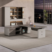 Bureau de direction modulaire en forme de L, réglable en hauteur par motorisation, table de bureau ergonomique pour PDG, ensemble de bureau avec rangement intégré