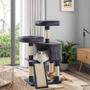 <strong>Cat</strong> Tower House Modern Gray Interactive Toys Plush <strong>Cat</strong> Bed <strong>Condo</strong> with Scratcher - Product Image 6