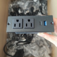 Table de chevet avec prise de courant encastrée USB C, station de charge de bureau avec 2 prises de courant américaines USBA+USB-C