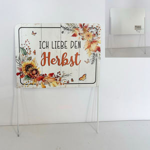 Piquet de jardin décoratif en fer thermolaqué imperméable sur le thème de l'automne, avec inscription en langue allemande « Willkommen » - Product Image 4