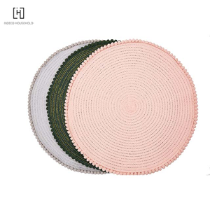 Manteles Individuales tejidos a mano para mesa de comedor, manteles individuales de algodón hechos a mano con aislamiento redondo, venta al por mayor - Product Image 1