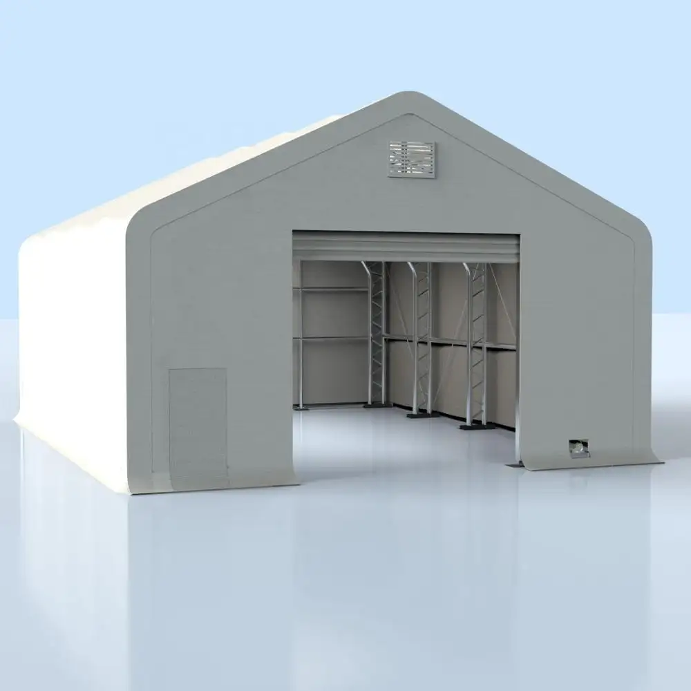 10x24m Span 48mm thick steel tube frame Industrial Warehouse Storage Building PVC Bus Shelter