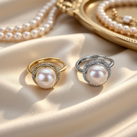 Bague ajustable ouverte en laiton plaqué or 18 carats avec perle vintage exquise, tendance, pour femme, idéale pour les mariages et les fêtes