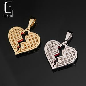 Collar con Colgante de Corazón Roto de Plata de Ley 925 con Moissanita VVS, Estilo Hip Hop, Joyería de <span class=keywords><strong>Moda</strong></span>, Pasa el Test de Diamantes - Product Image 4