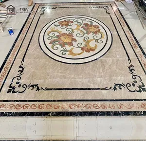 Luxushotel Lobby Wasserstrahl geschnittener Boden Mosaik Stein dekoratives Medaillon für Villa