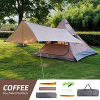 Tente pyramidale en gros 240x210cm, Oxford 210D imperméable 1500mm, Montage instantané en aluminium, Glamping 3-4 personnes OEM/ODM